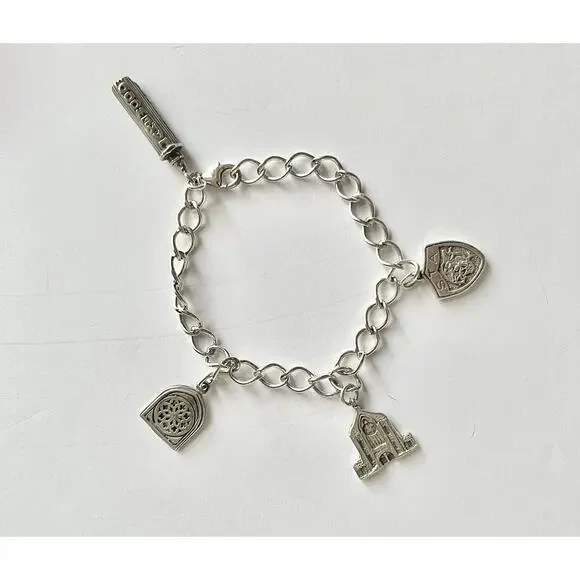 1960s 925 Sterling St. Thomas Aquinas Catholic School Dallas TX 4-Charm Bracelet - Picture 2 of 12